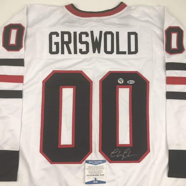Autographed/Signed CHEVY CHASE Clark Griswold Chicago White Jersey BAS COA