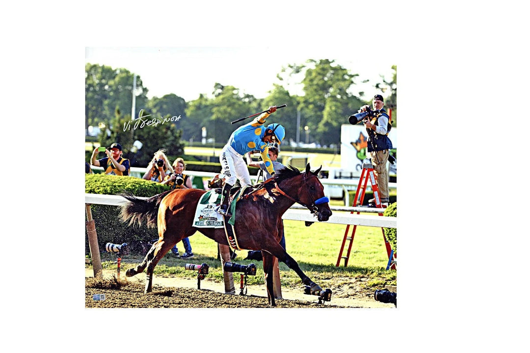 Victor Espinoza Autographed 2015 Belmont Stakes 16x20 Photograph (CX Auth)