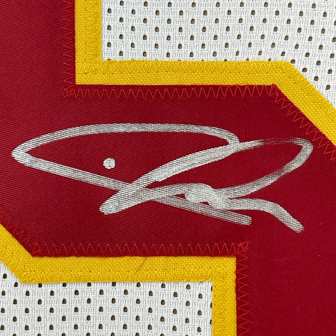Framed Autographed/Signed Chris Jones 33x42 Kansas City White Jersey JSA COA