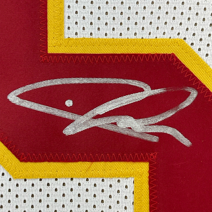 Framed Autographed/Signed Chris Jones 33x42 Kansas City White Jersey JSA COA