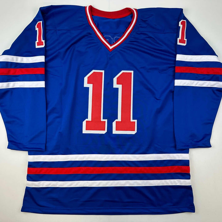 Facsimile Autographed Mark Messier New York Blue Reprint Auto Jersey Men's XL