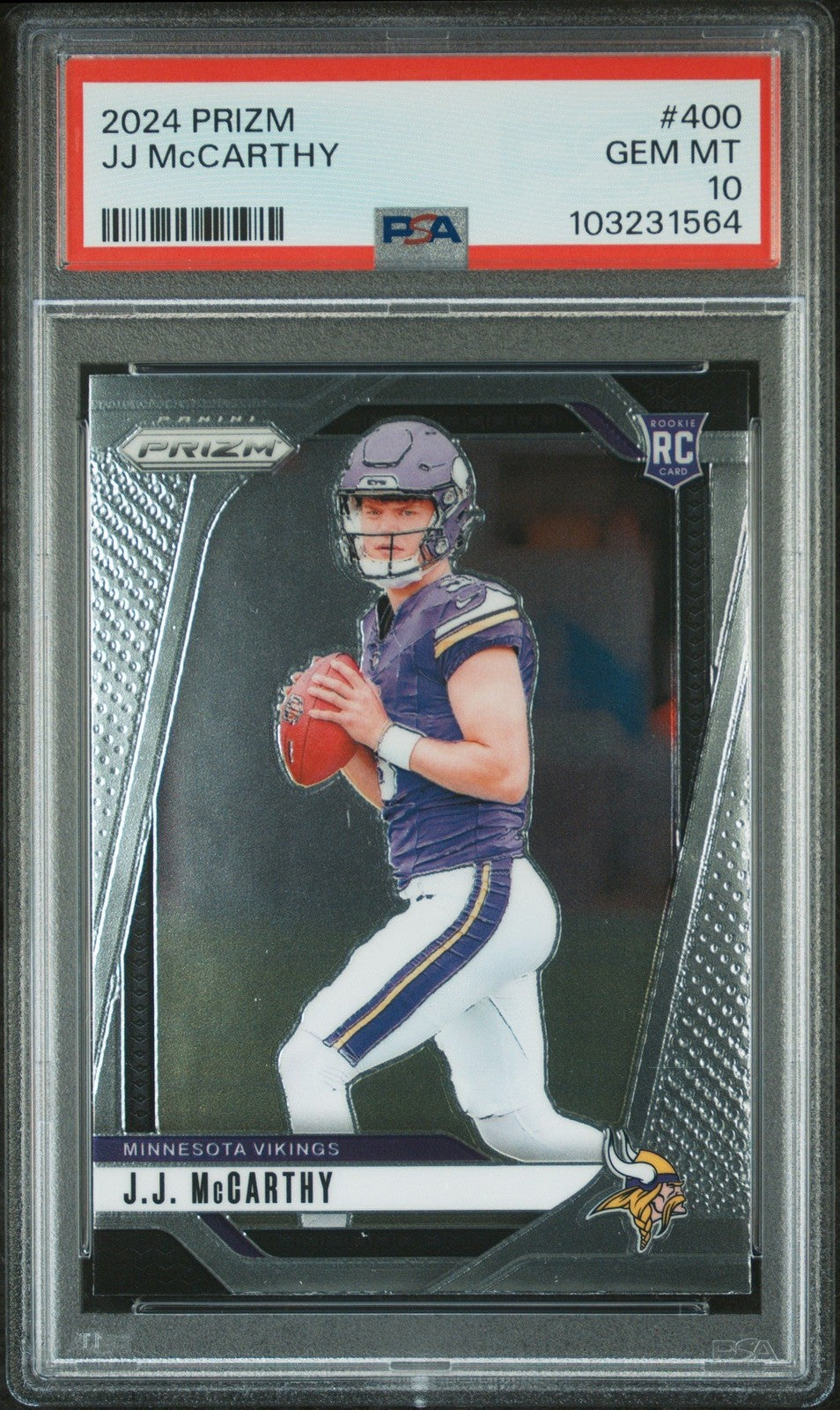 Graded 2024 Panini Prizm JJ McCarthy #400 Rookie RC Football Card PSA 10