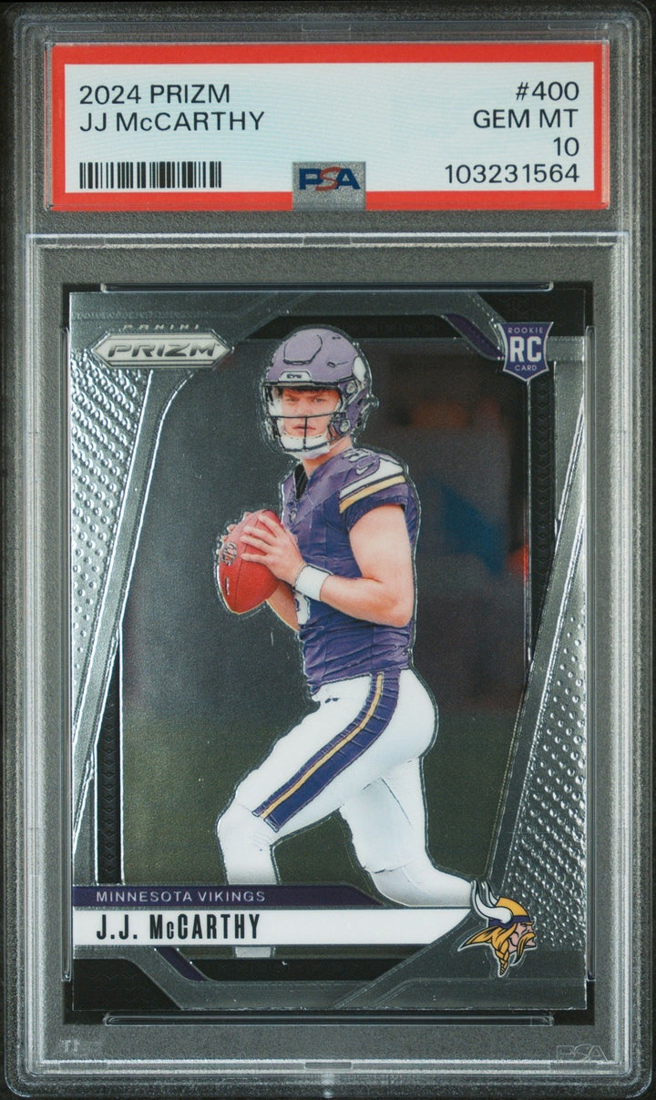 Graded 2024 Panini Prizm JJ McCarthy #400 Rookie RC Football Card PSA 10
