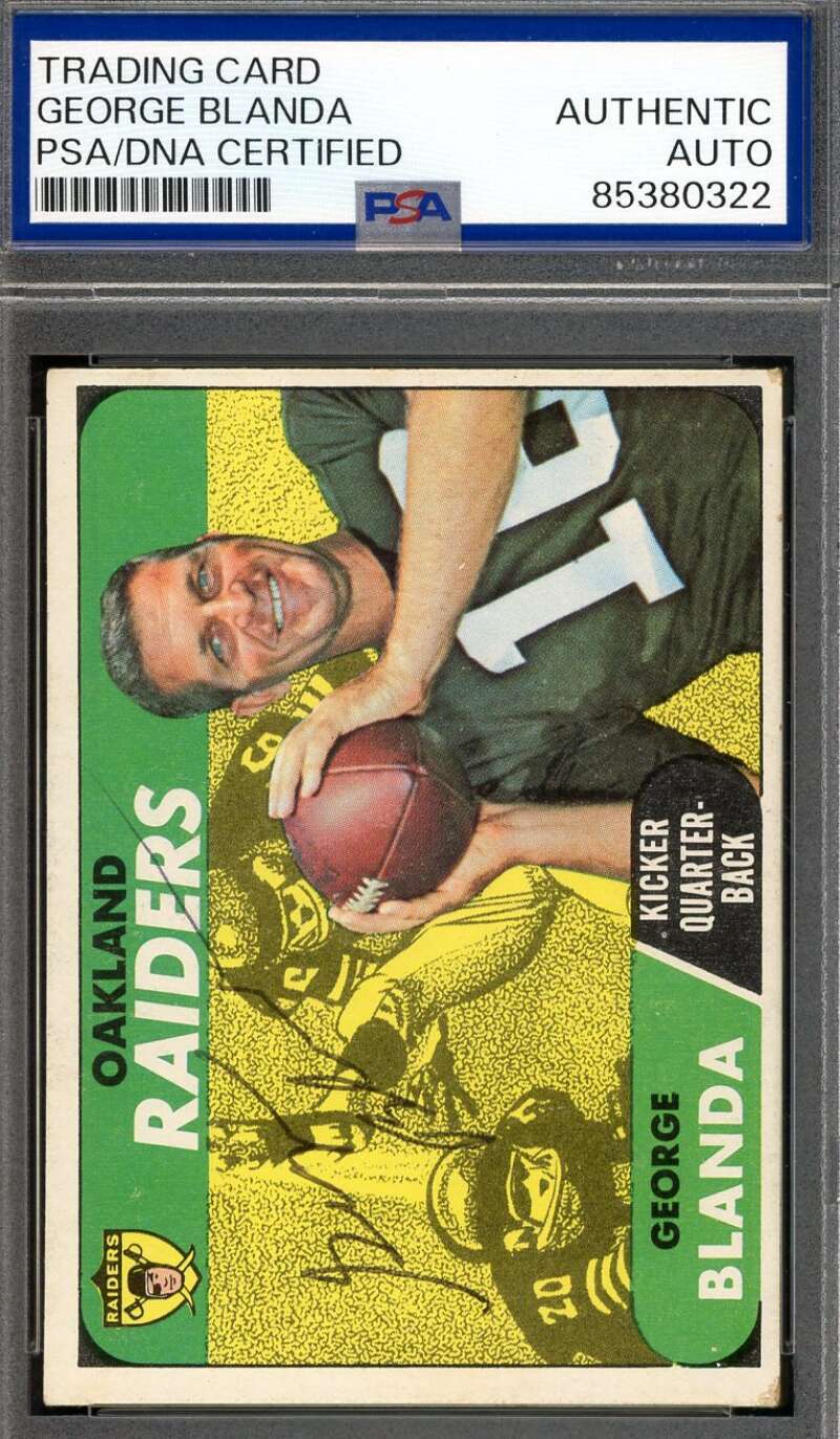 George Blanda PSA DNA Vintage Signed 1968 Topps Autograph