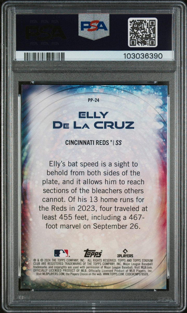 Graded 2024 Stadium Club Elly De La Cruz #PP24 Power Packed Baseball Card PSA 10