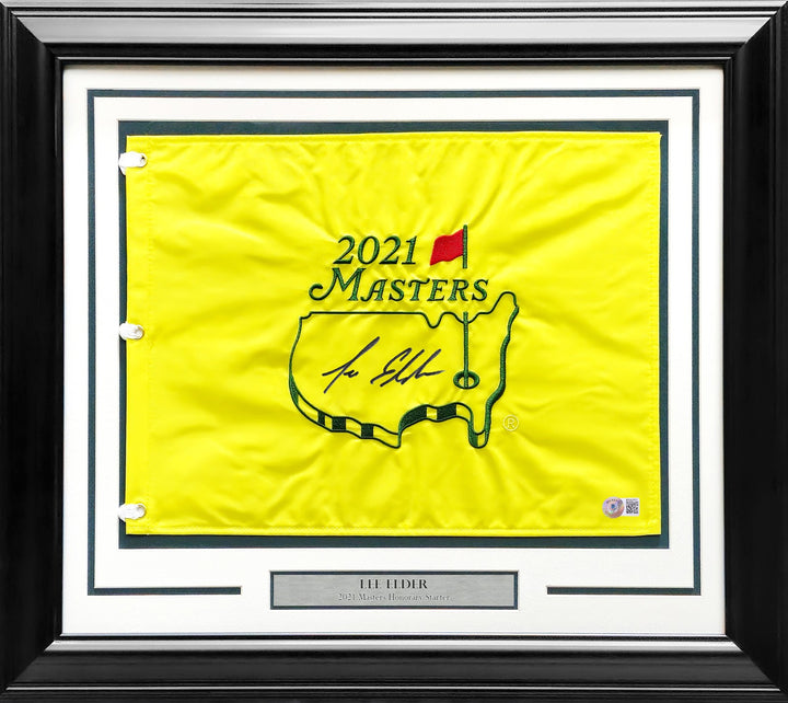 Lee Elder Signed Framed 2021 Masters Golf Pin Flag Honorary Starter Beckett BAS