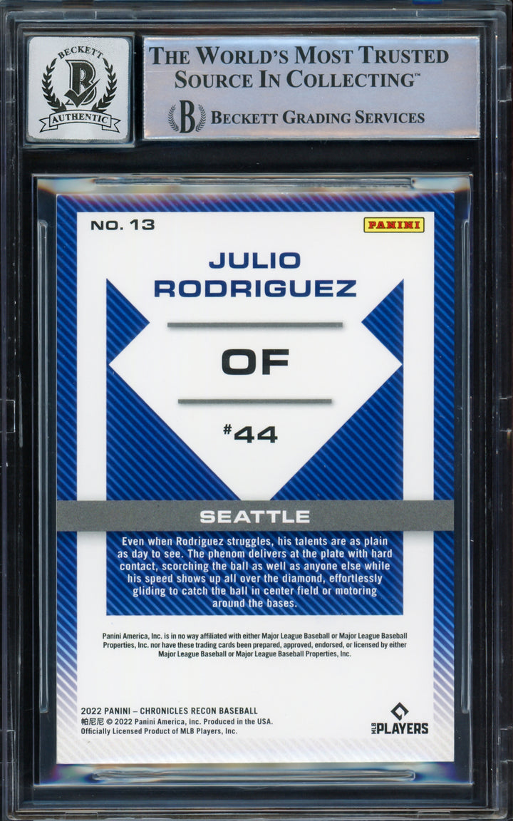 Julio Rodriguez Auto 2022 Panini Chronicles Recon RC 13 Mariners Sig 10 Beckett