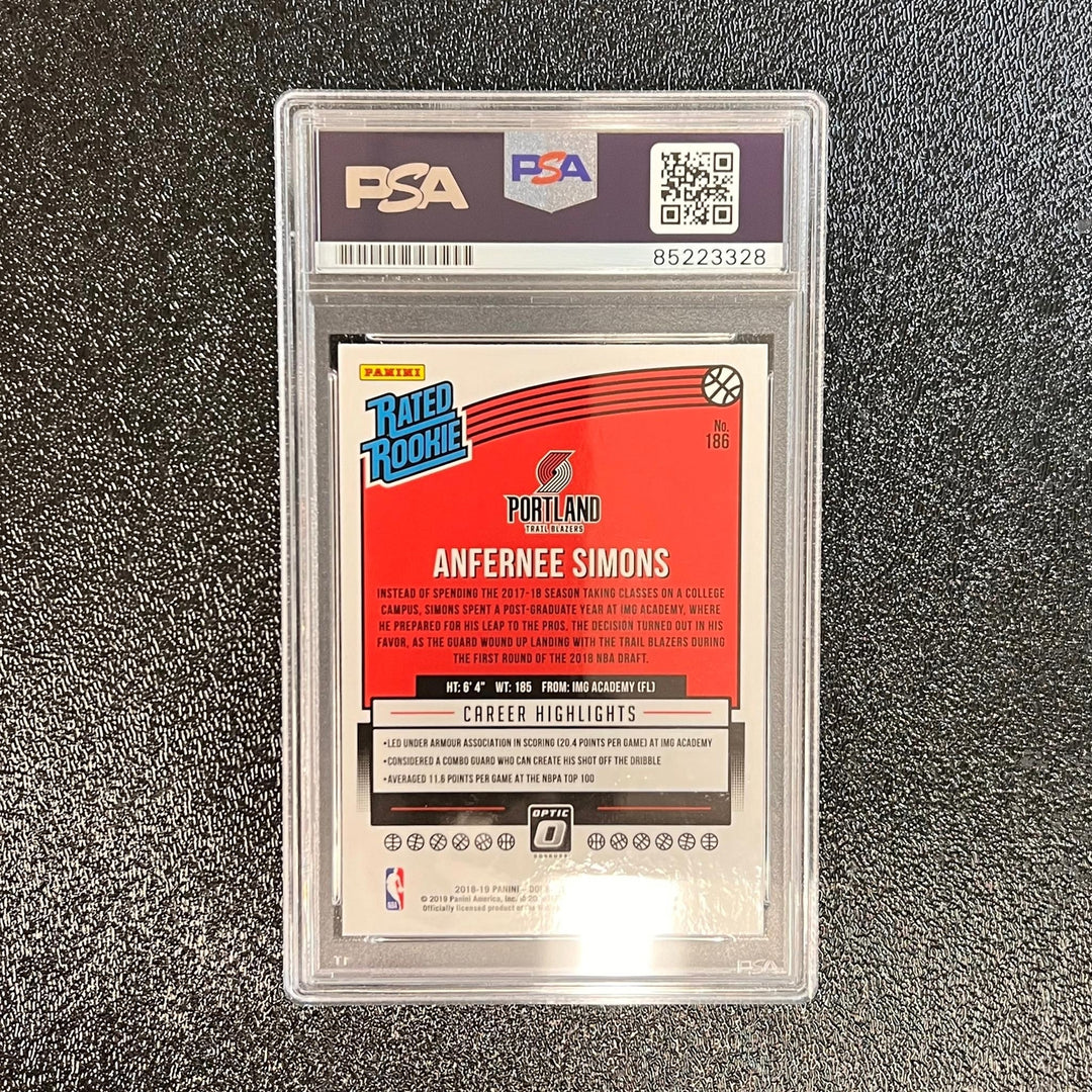 2018 Donruss Optic Rated Rookie #186 ANFERNEE SIMONS Signed Rookie Card AUTO PSA