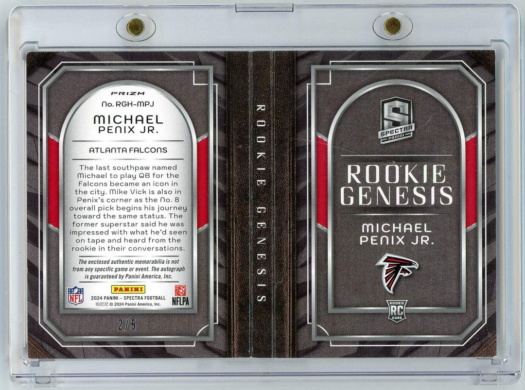 2024 Spectra Rookie Genesis Michael Penix Jr #RGHMPJ RPA Booklet /5 RC Card
