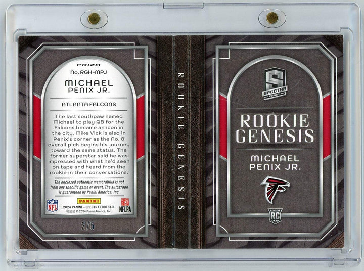 2024 Spectra Rookie Genesis Michael Penix Jr #RGHMPJ RPA Booklet /5 RC Card