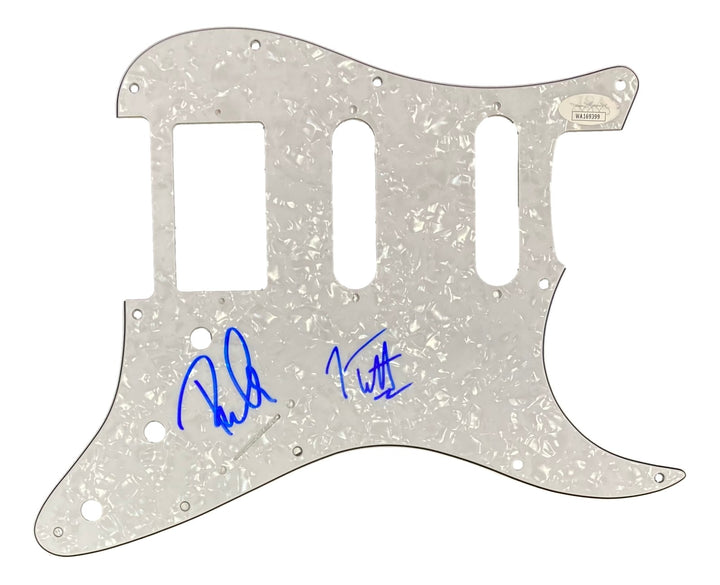 Joe Elliott Phil Collen Def Leppard Signed Gray Guitar Pick Guard JSA ITP