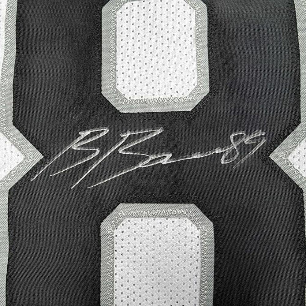 Framed Autographed/Signed Brock Bowers 35x39 Las Vegas White Jersey Beckett COA