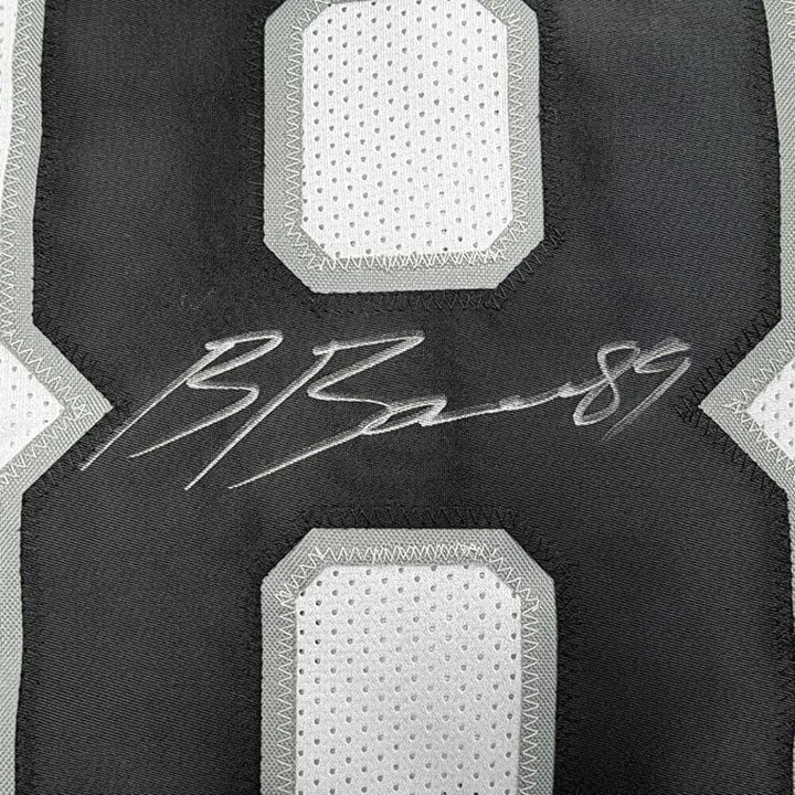 Framed Autographed/Signed Brock Bowers 35x39 Las Vegas White Jersey Beckett COA