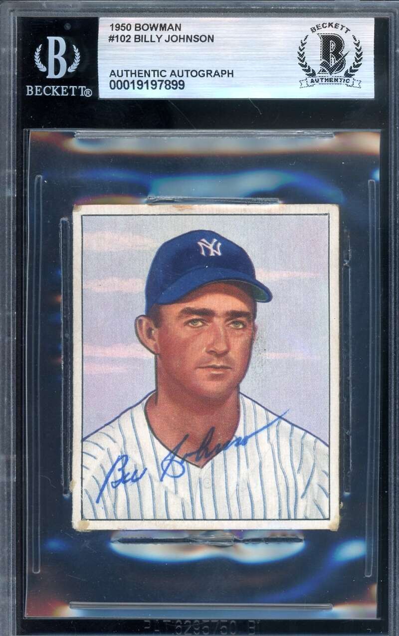 Billy Johnson Beckett BAS Signed 1950 Bowman Autograph
