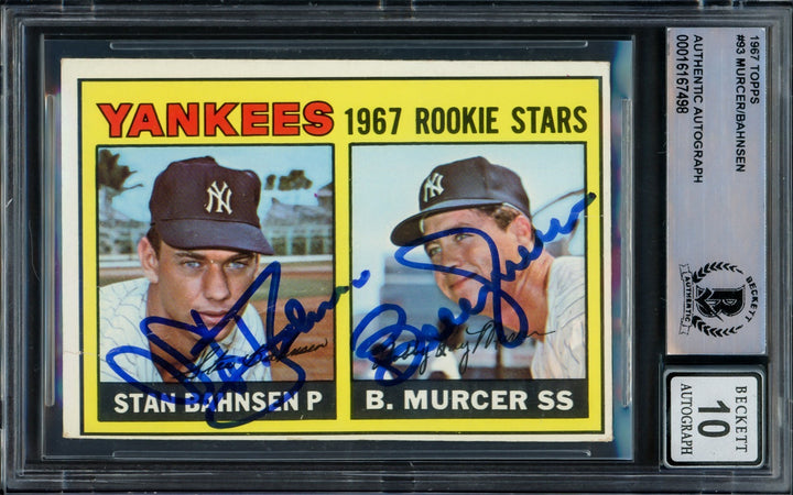 Bobby Murcer & Stan Bahnsen Signed 1967 Topps RC #93 Yankees Auto GM 10 Beckett