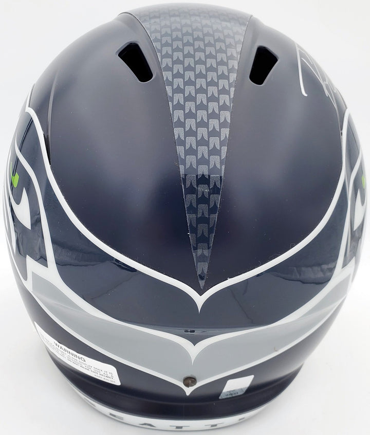 Russell Wilson Signed Seattle Seahawks Speed Full Size Helmet In Silver RW Holo