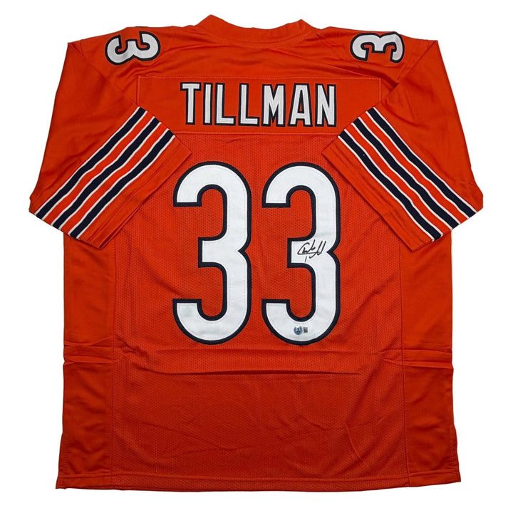 Autographed/Signed Charles Tillman Peanut Chicago Orange Jersey Beckett COA
