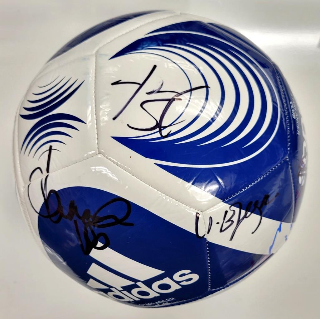 Ted Lasso Cast signed Soccer Ball Sudeikis Waddington 7 autographs Beckett BAS