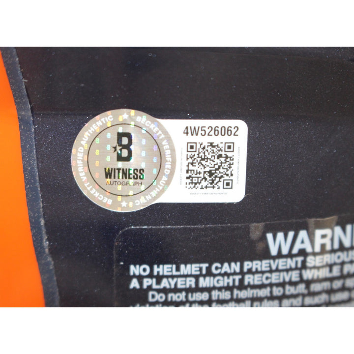 John Elway Autographed Denver Broncos Authentic TB Helmet Beckett Witness 55250