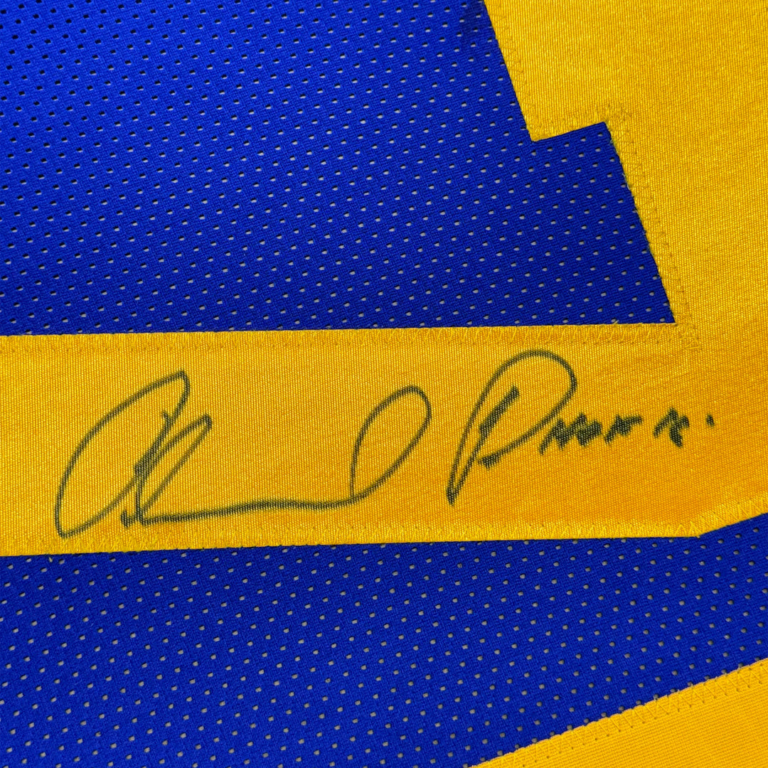 FRAMED Autographed/Signed ORLANDO PACE 33x42 Los Angeles LA Blue Jersey JSA COA
