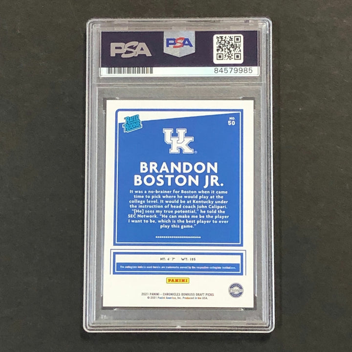 2021-22 Chronicles Draft Rated Rookie #50 Brandon Boston Jr Signed Card AUTO PSA