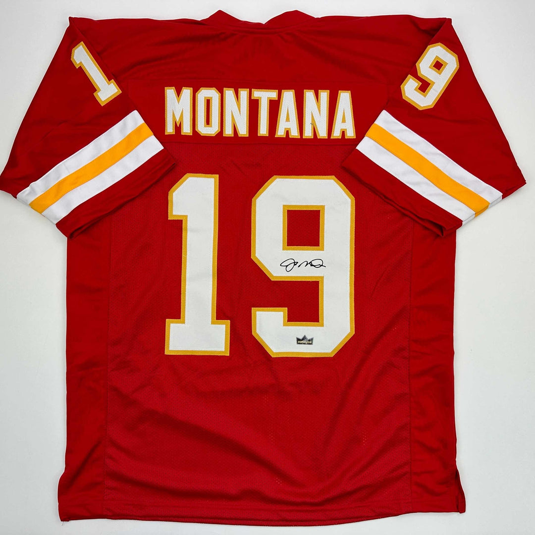 Facsimile Autographed Joe Montana Kansas City Red Reprint Jersey Size Men's XL