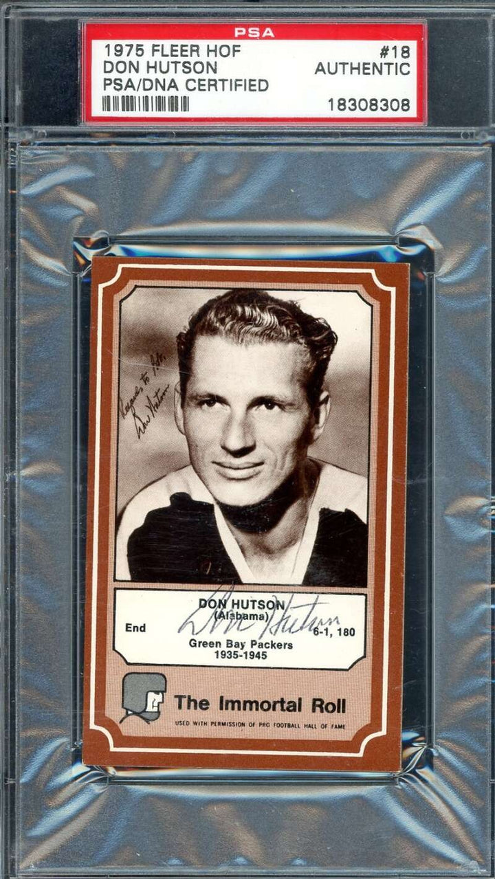 Don Hutson PSA DNA Signed 1975 Fleer Immortal Roll HOF Autograph