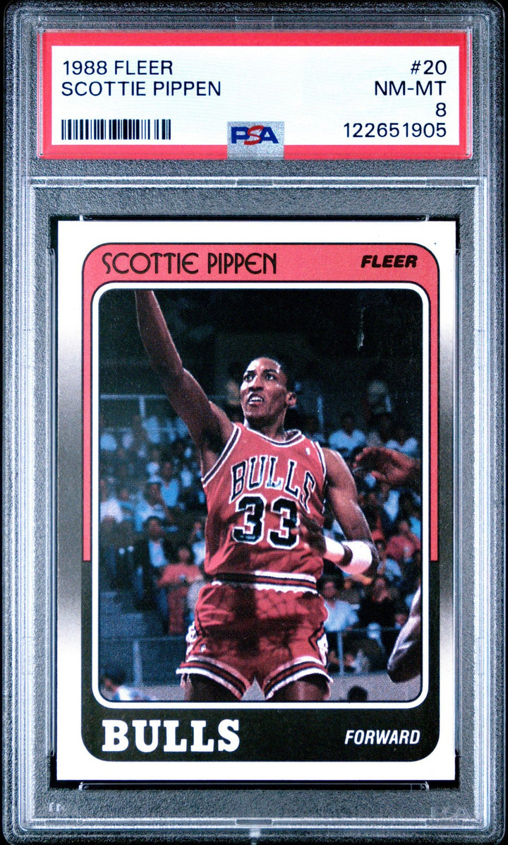 Graded 1988-89 Fleer Scottie Pippen #20 Rookie RC Basketball Card PSA 8