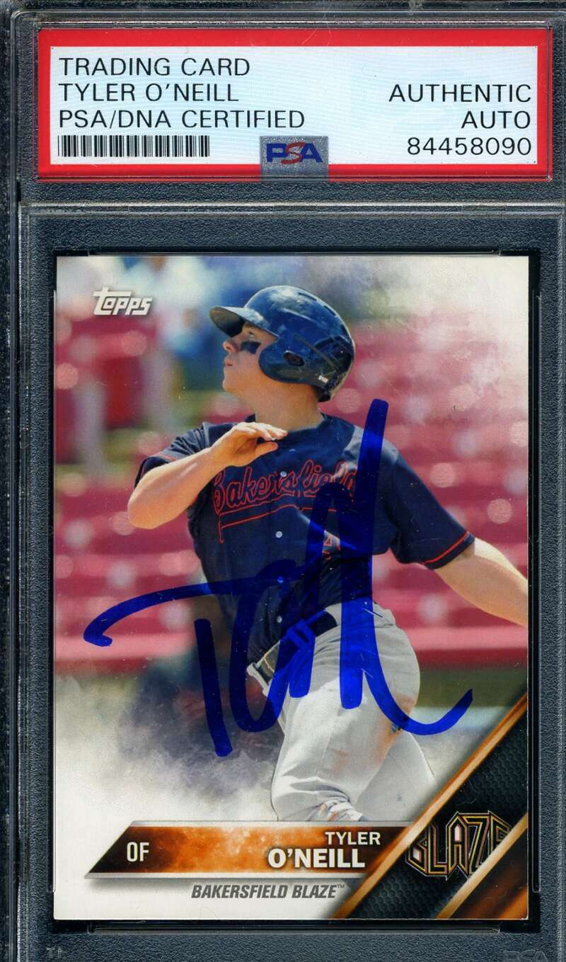 Tyler O`neill PSA DNA Coa Signed 2016 Topps Rookie Autograph