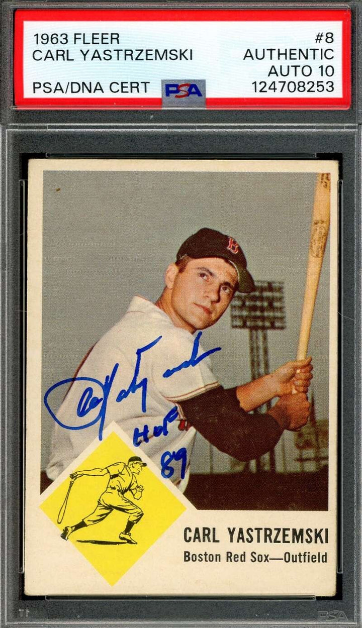 Carl Yastrzemski Gem Mint 10 PSA DNA Signed 1963 Fleer Autograph