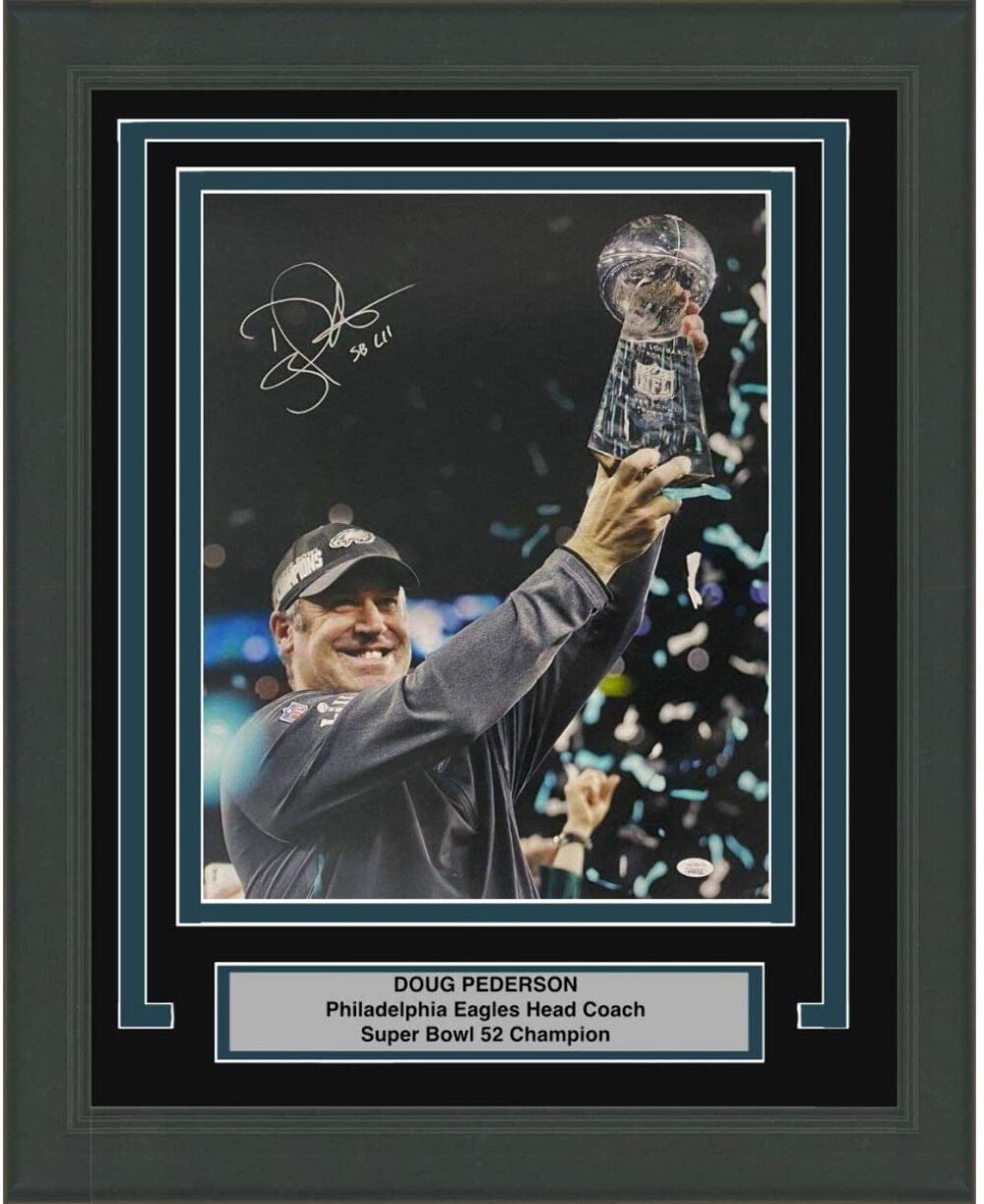 FRAMED Autographed/Signed DOUG PEDERSON Inscribed SB LII 52 16x20 Photo JSA COA