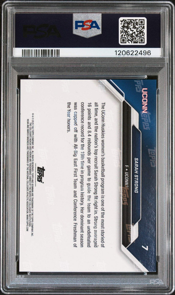 Graded 2025 Bowman U Now March Madness Sarah Strong #7 RC Basketball Card PSA 10