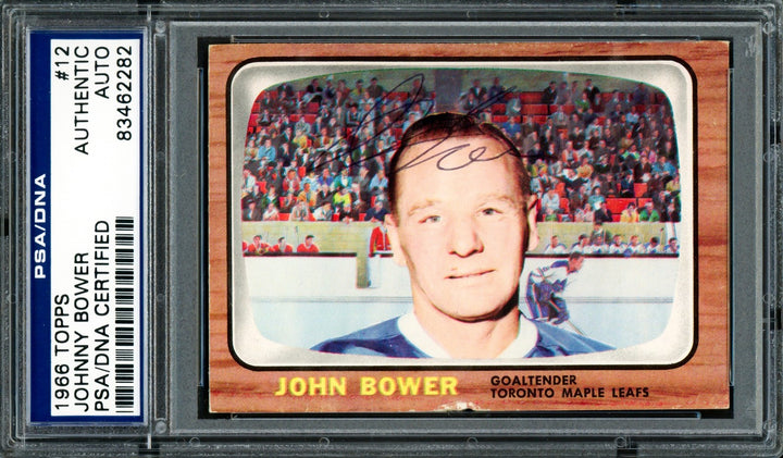 Johnny Bower Signed 1966 Topps Card 12 Toronto Maple Leafs PSA/DNA #83462282