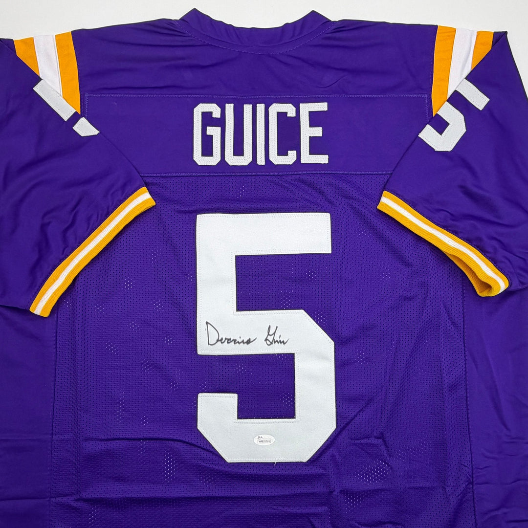 Autographed/Signed Derrius Guice LSU Purple College Football Jersey JSA COA