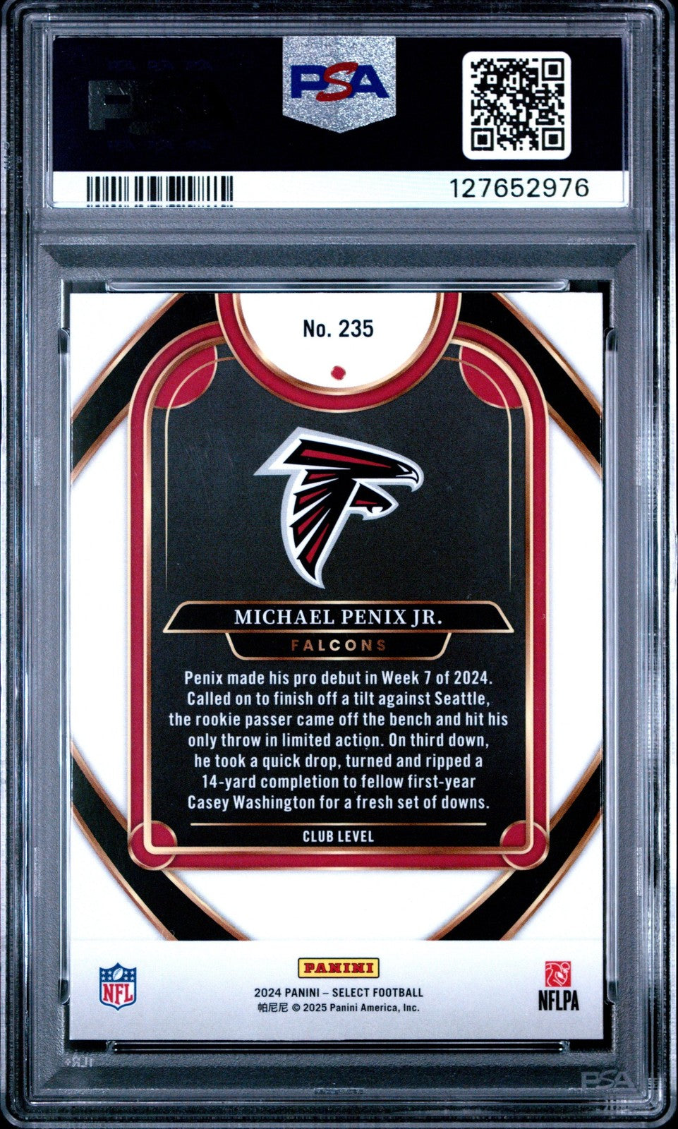 Graded 2024 Panini Select Michael Penix Jr. #235 Rookie RC Card PSA 9