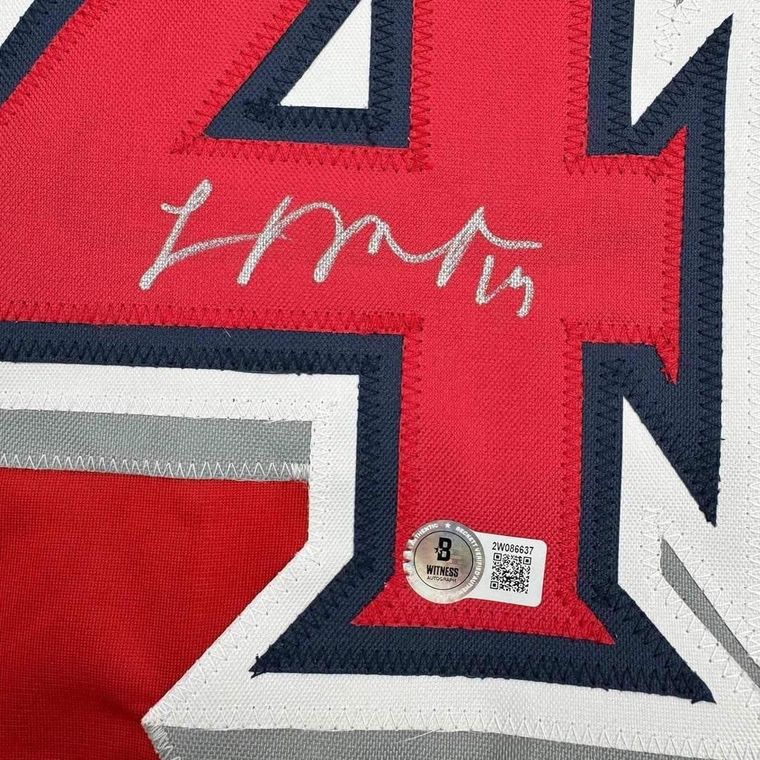 Framed Autographed/Signed Logan O'Hoppe 35x39 Los Angeles Red Jersey COA