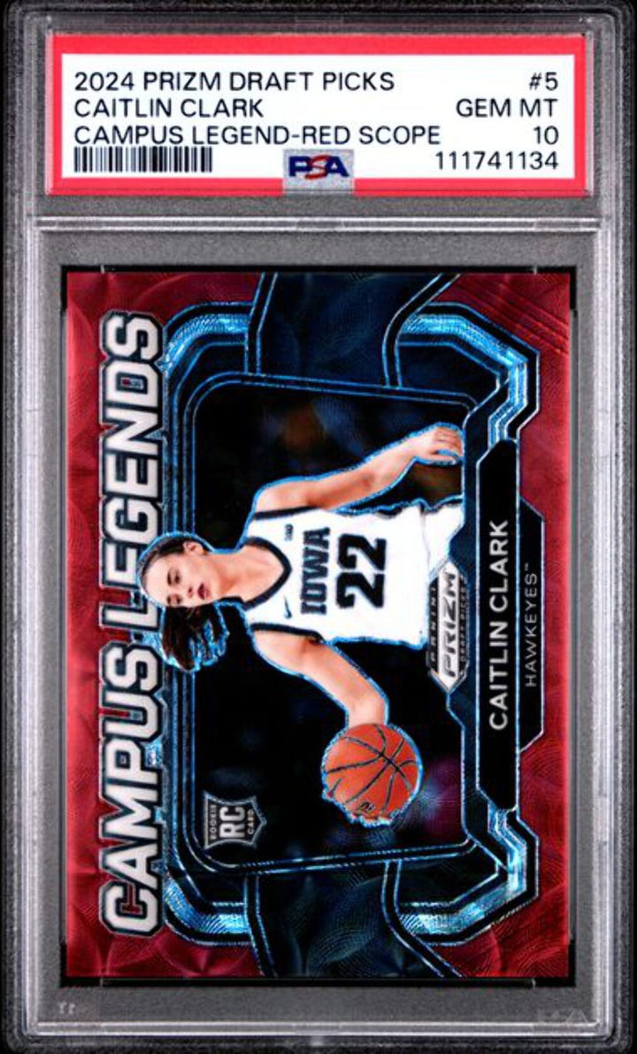 Graded 2024 Panini Prizm DP Caitlin Clark #5 /88 CL Red Scope Rookie Card PSA 10