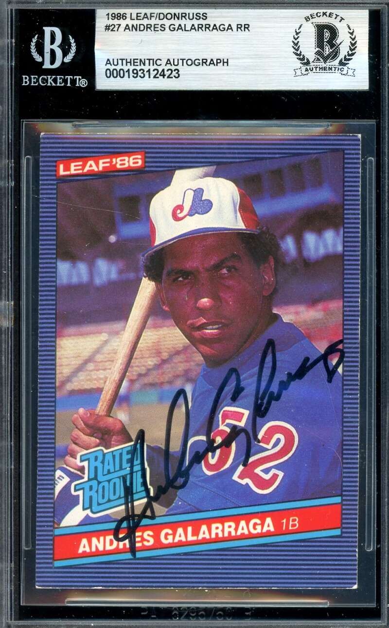 Andres Galarraga Beckett BAS Signed 1986 Leaf Donruss Rookie Autograph