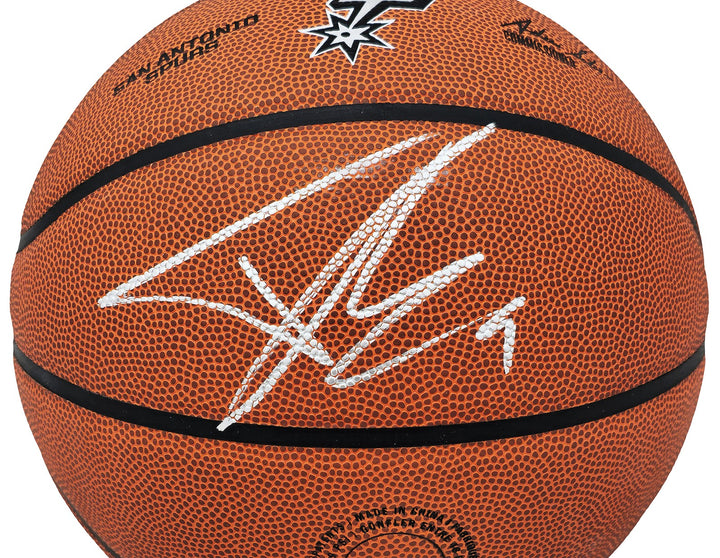 Tony Parker Signed Authentic Leather Spurs Logo Basketball Spurs Beckett Witness