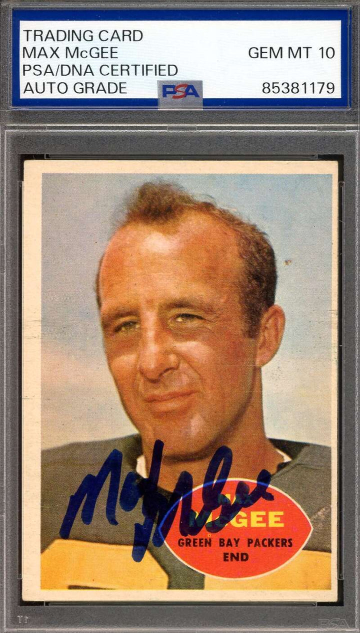 Max McGee Gem Mint 10 PSA DNA Signed 1960 Topps Autograph