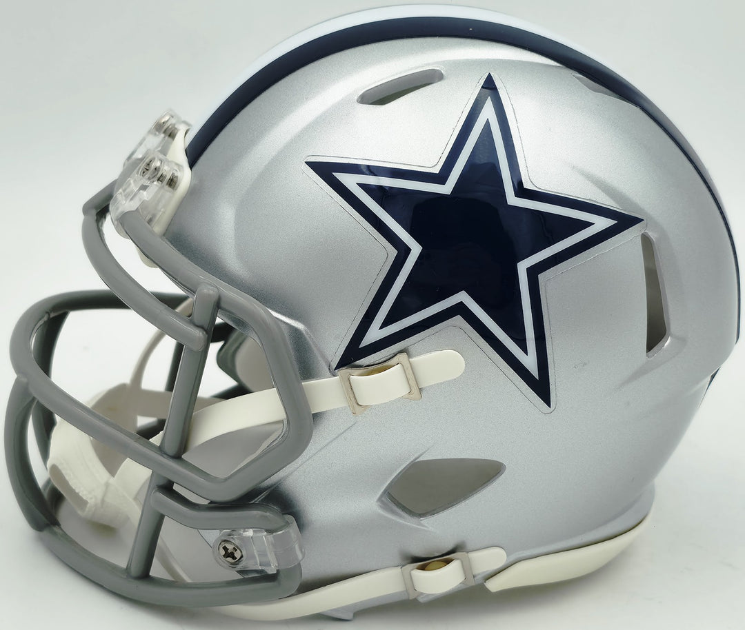 Micah Parson Signed Dallas Cowboys Silver Speed Mini Helmet Fanatics Holo