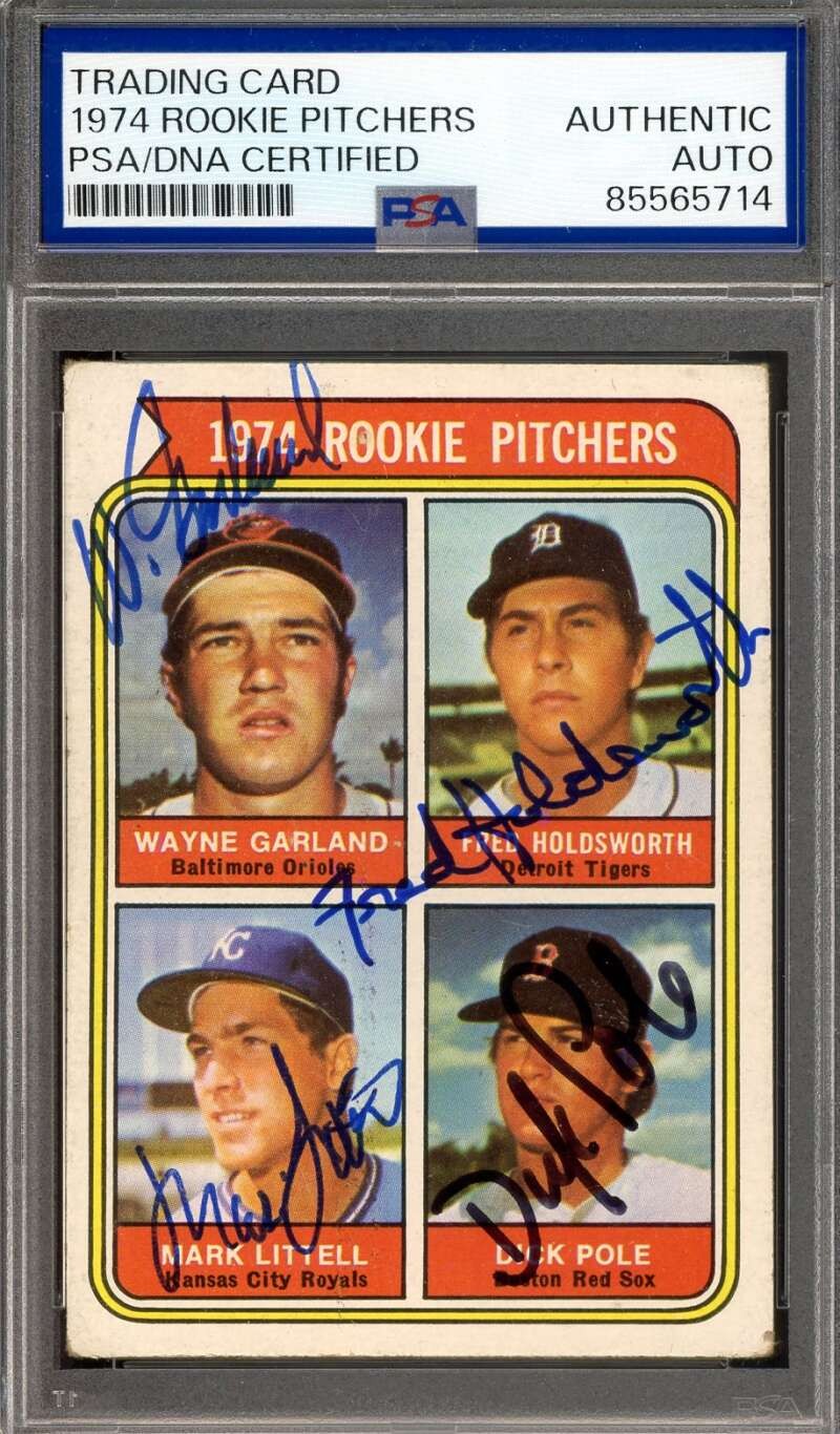 Garland Holdsworth Littell Pole PSA DNA Signed by 4 1974 Topps Rookie Autographe