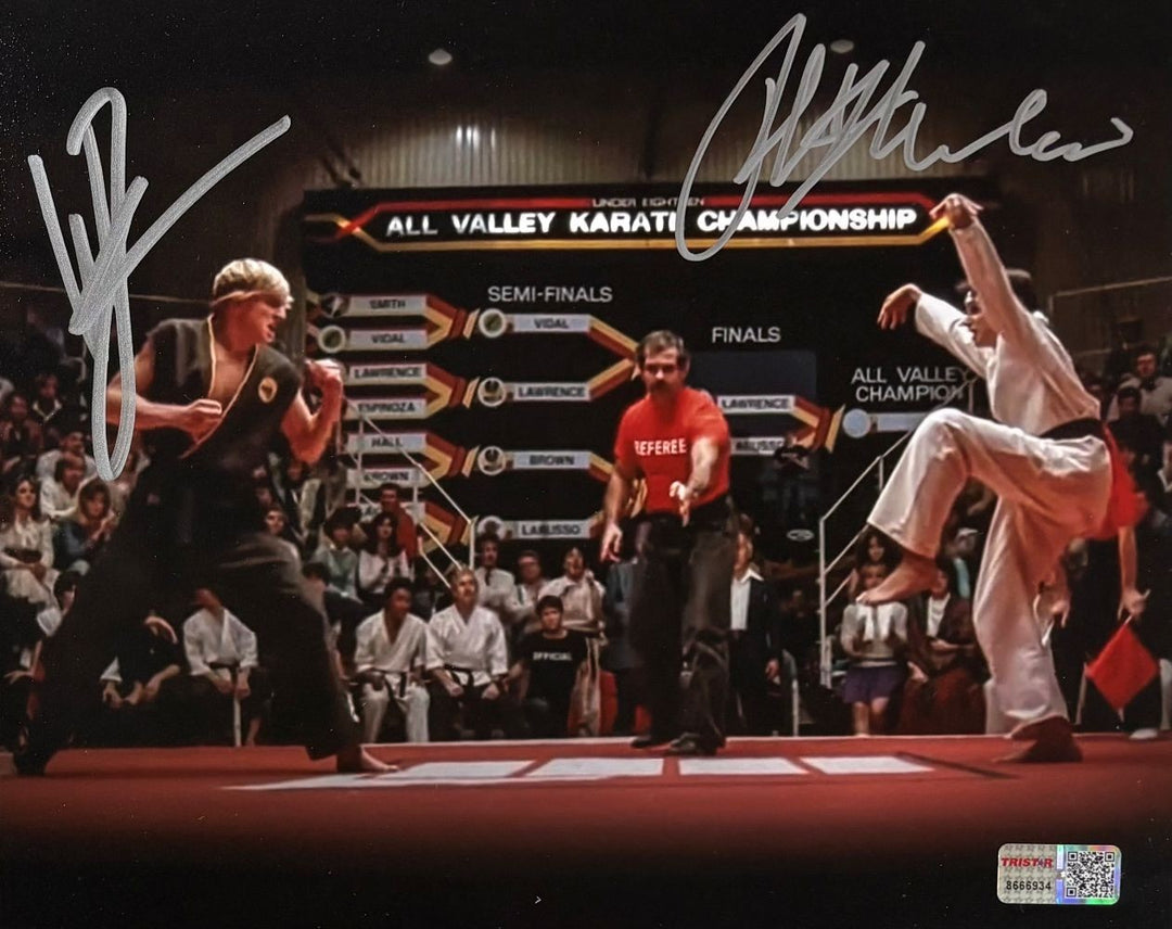 Ralph Macchio William Zabka Signed 8x10 Karate Kid Face Off Photo Tristar