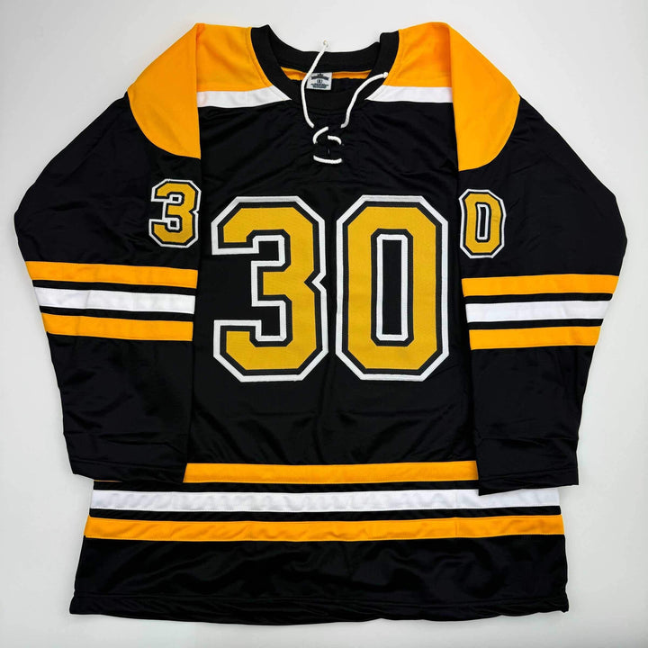 Autographed/Signed Tim Thomas Boston Black Hockey Jersey JSA COA