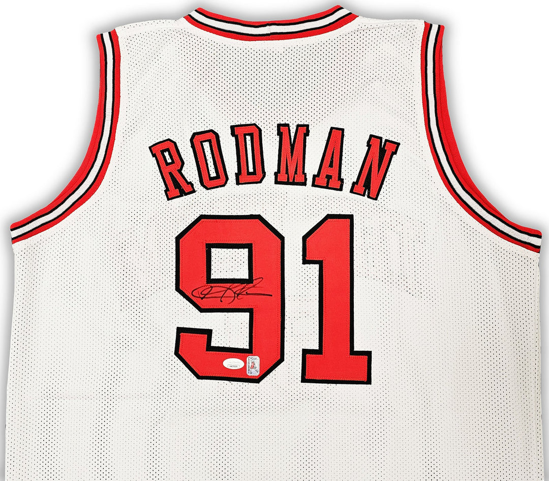 Chicago Bulls Dennis Rodman Autographed Signed White Jersey JSA