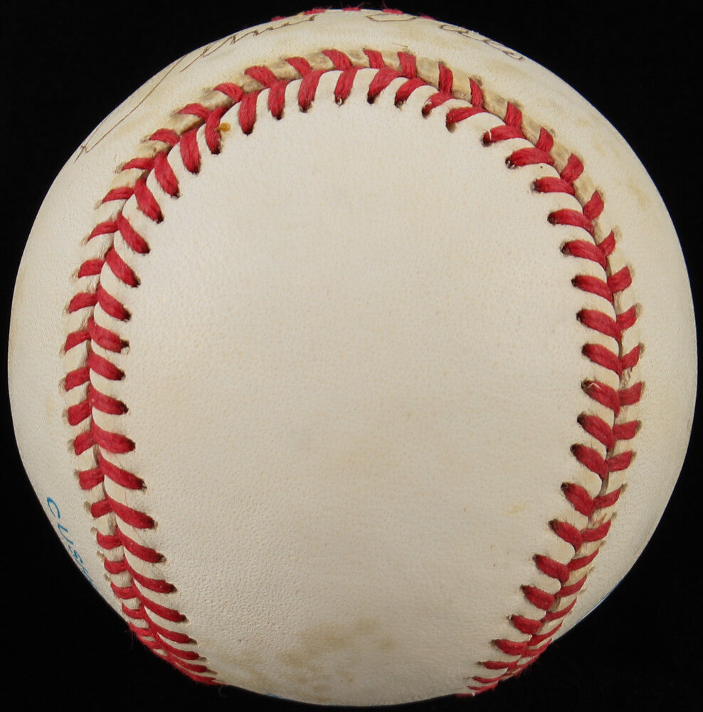 ELMER VALO SIGNED BOBBY BROWN OAL BASEBALL w/ PSA-DNA COA A's YANKEES SENATORS +