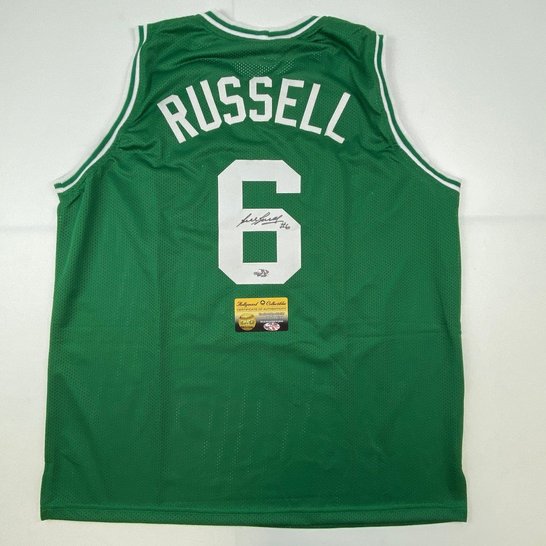 Signed Bill Russell Boston Green Jersey Hollywood Collectibles COA