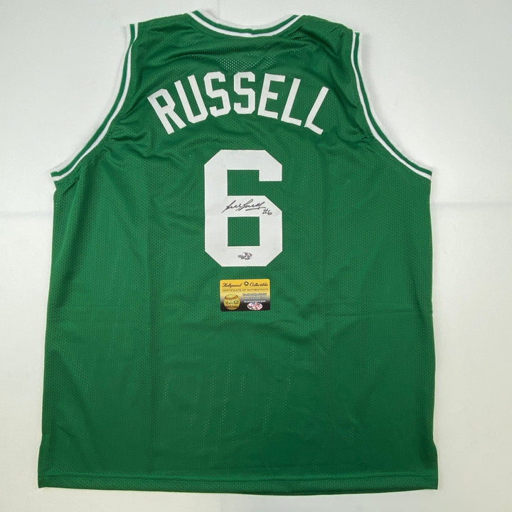 Signed Bill Russell Boston Green Jersey Hollywood Collectibles COA