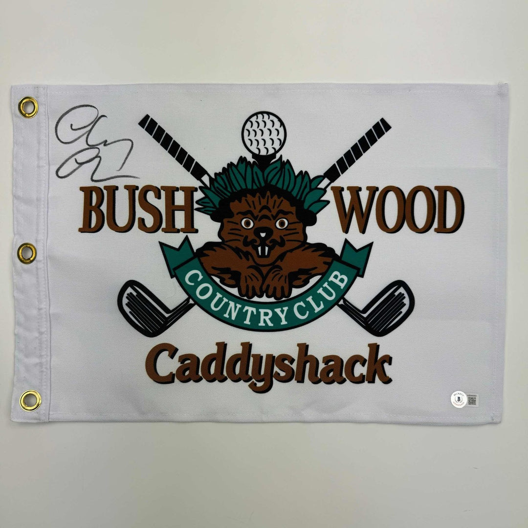 Autographed/Signed Chevy Chase Caddyshack Bushwood Club Flag BAS COA