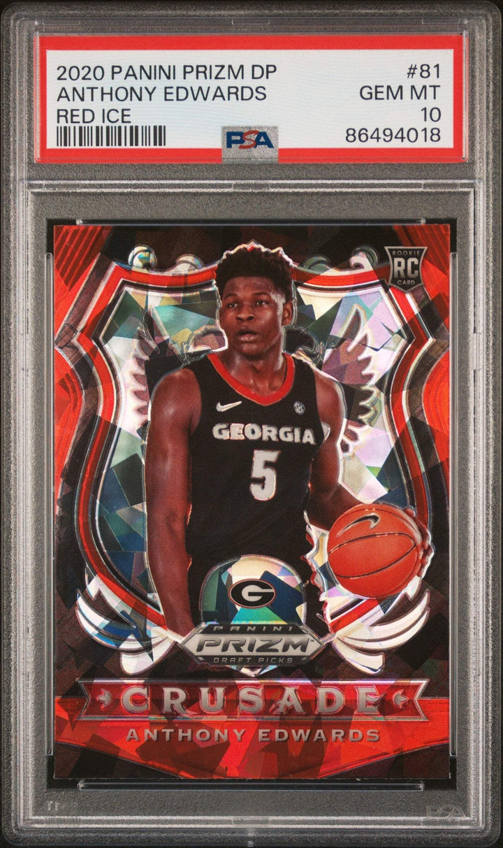 Graded 2020 Panini Prizm Anthony Edwards #81 Red Ice RC Basketball Card PSA 10